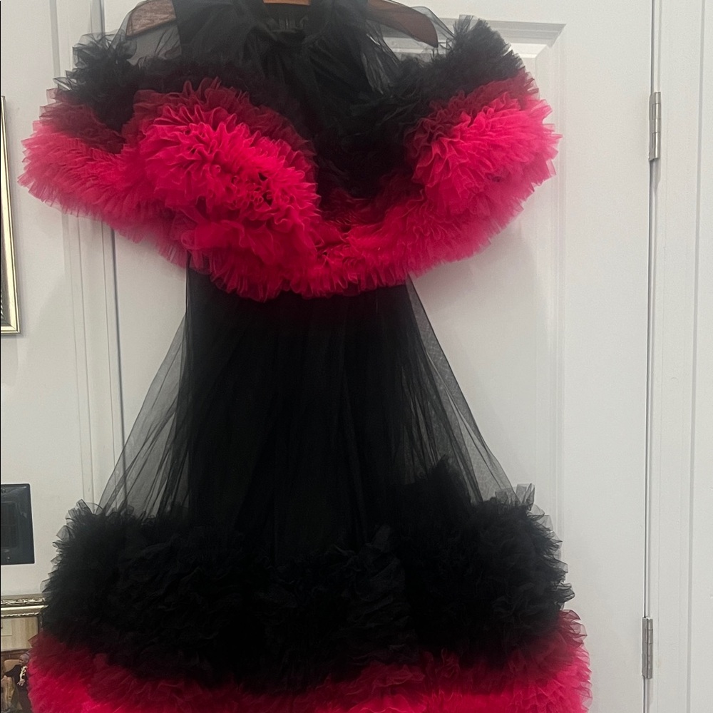 AKIRA Black and Pink Ruffled Dress - Picture 4 of 4